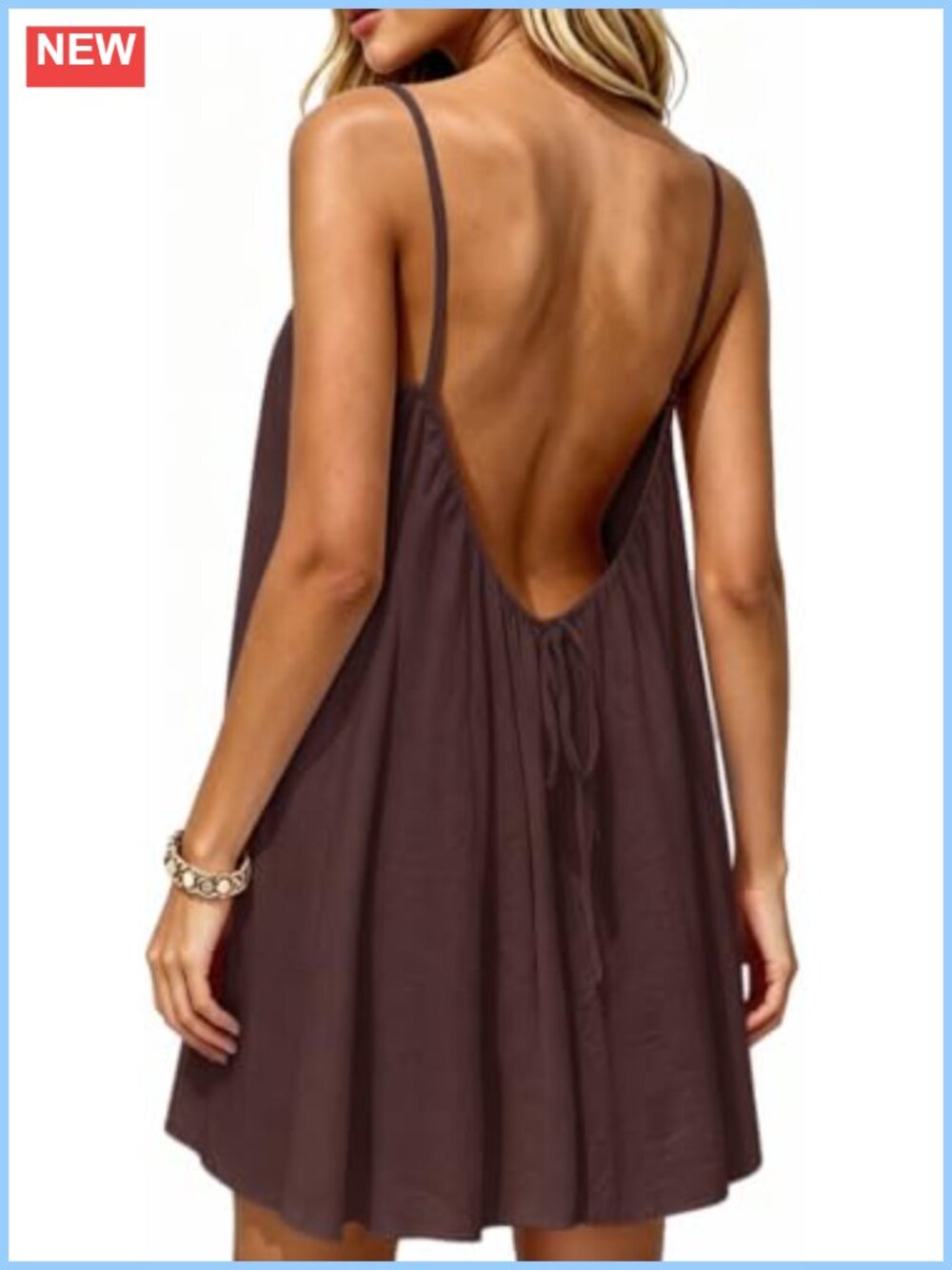 Women's Sleeveless Midi Summer Dress Backless Loose Fit A-Line